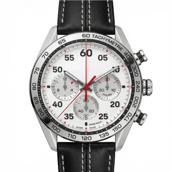 Carrera Chronograph Silver and White Dial with White Details