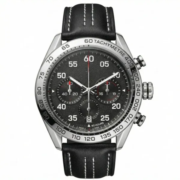 Carrera Chronograph Silver and Black Dial with White Details