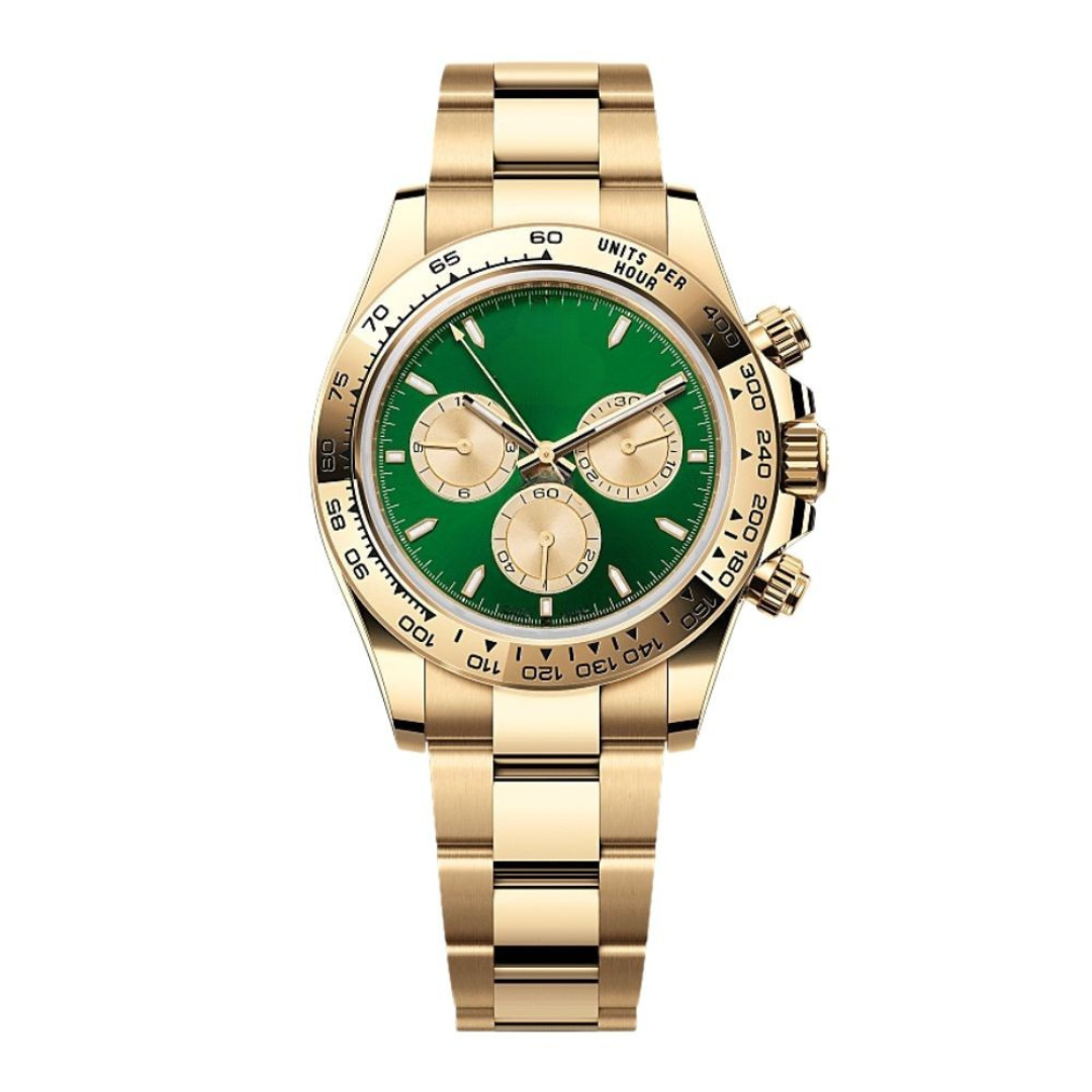 Chronograph 40 – Green Dial | Gold Tone Bracelet